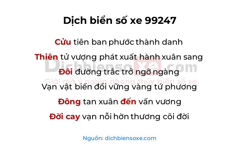Dịch thơ biển số 99247