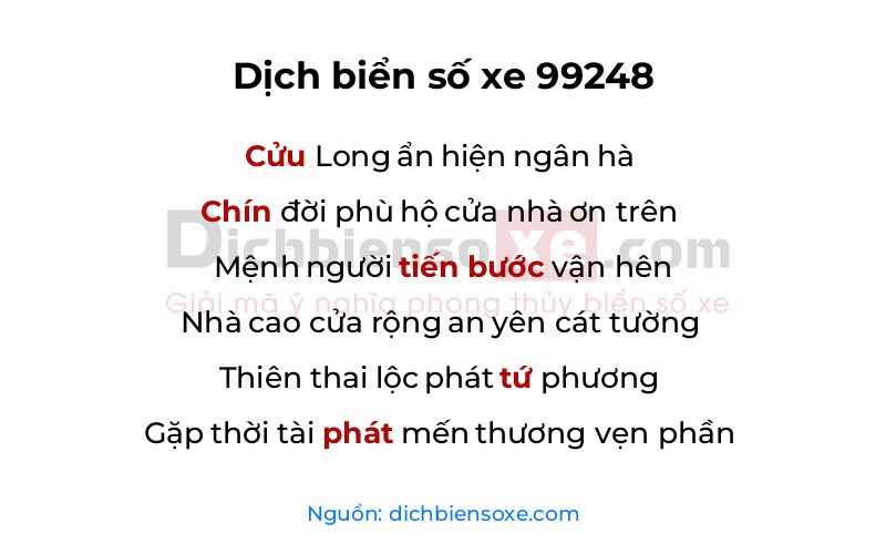Dịch thơ biển số 99248