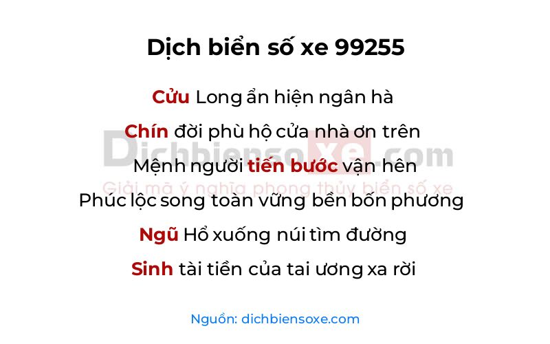 Dịch thơ biển số 99255