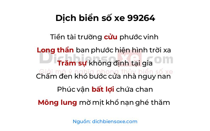 Dịch thơ biển số 99264