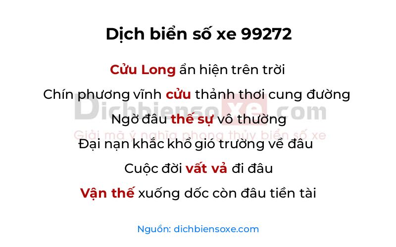 Dịch thơ biển số 99272