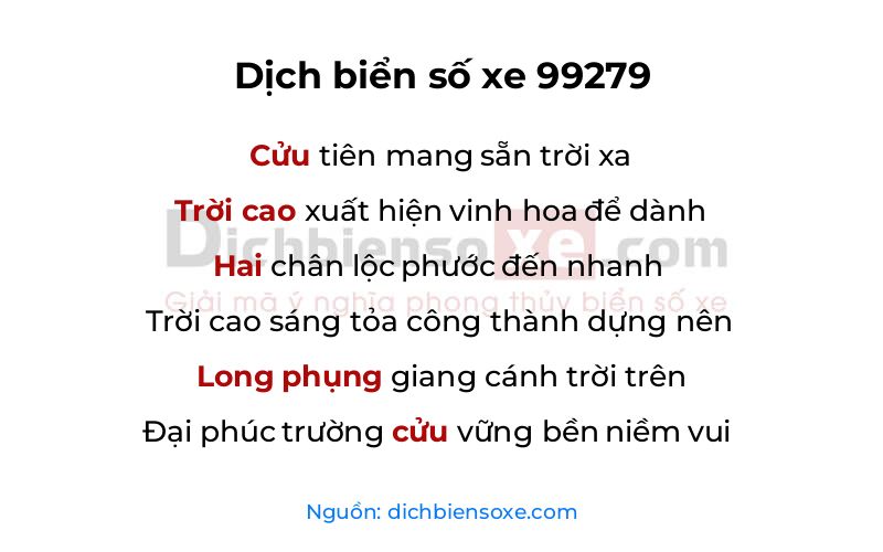 Dịch thơ biển số 99279