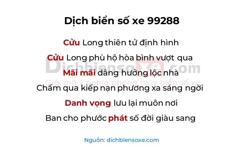 Dịch thơ biển số 99288