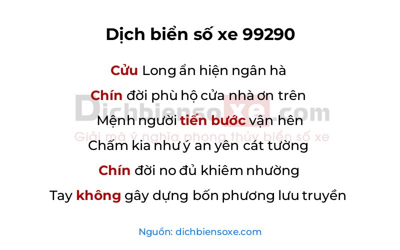 Dịch thơ biển số 99290