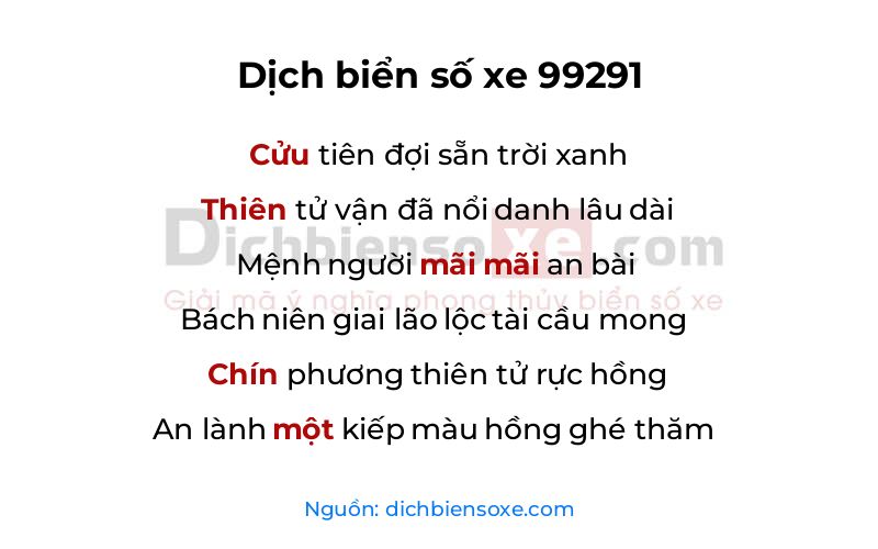 Dịch thơ biển số 99291