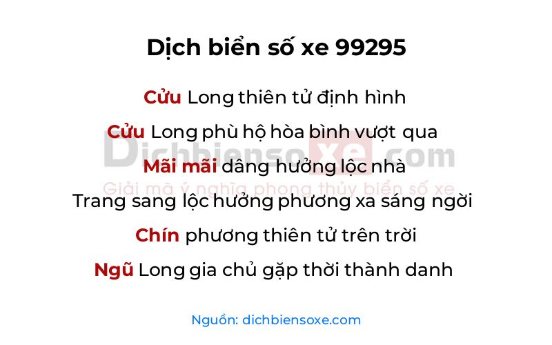 Dịch thơ biển số 99295