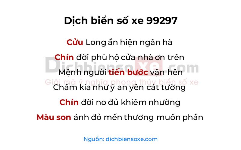 Dịch thơ biển số 99297