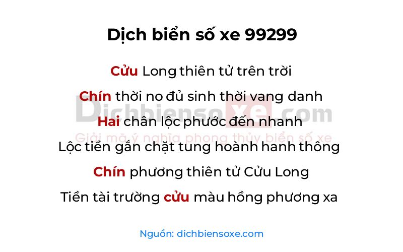 Dịch thơ biển số 99299