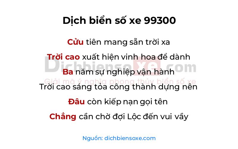 Dịch thơ biển số 99300