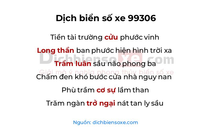 Dịch thơ biển số 99306