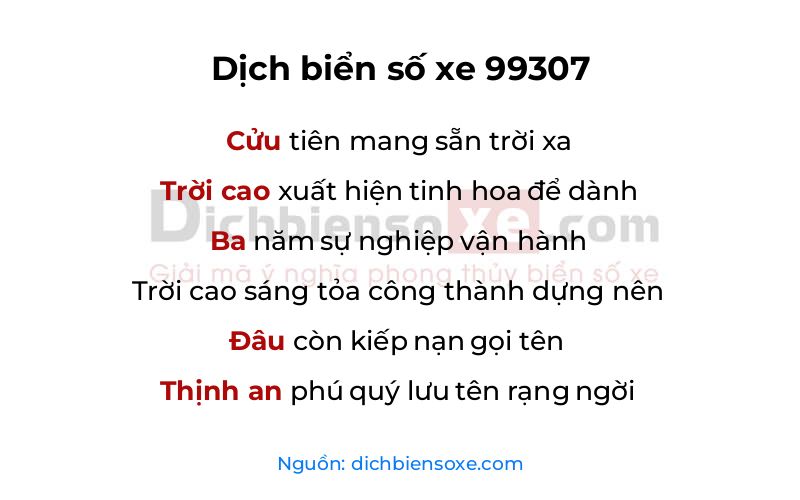 Dịch thơ biển số 99307