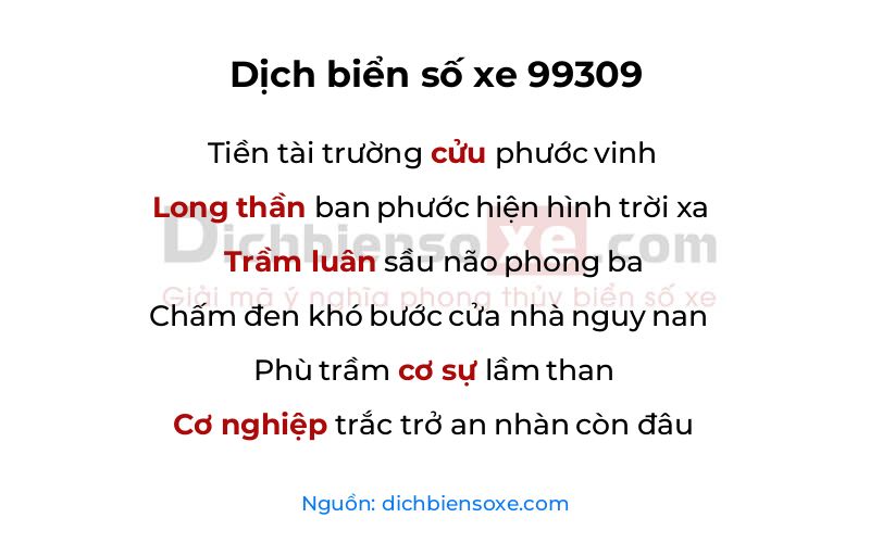 Dịch thơ biển số 99309