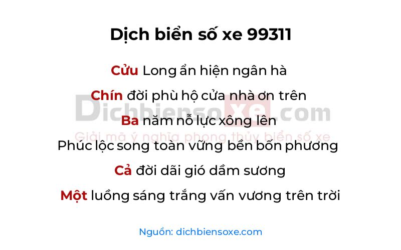 Dịch thơ biển số 99311