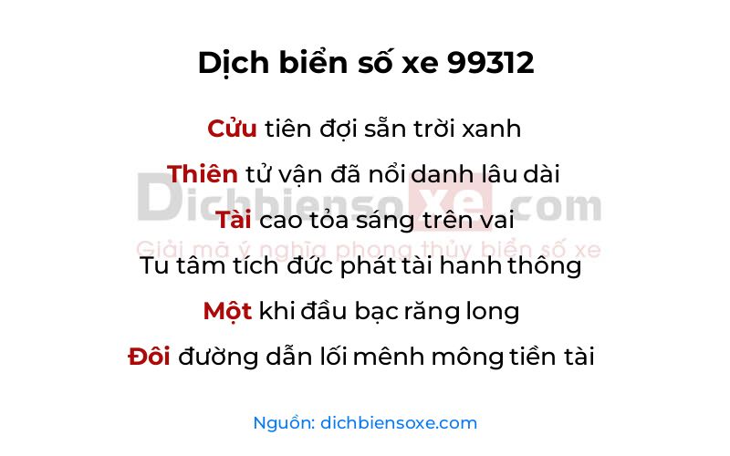 Dịch thơ biển số 99312