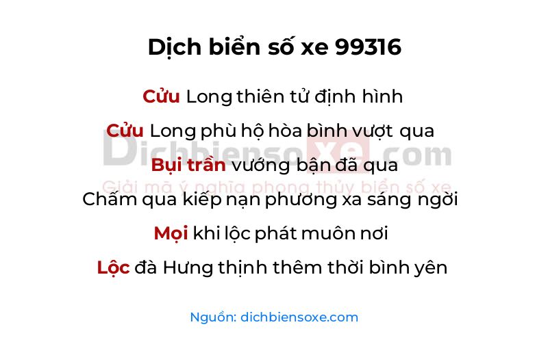 Dịch thơ biển số 99316
