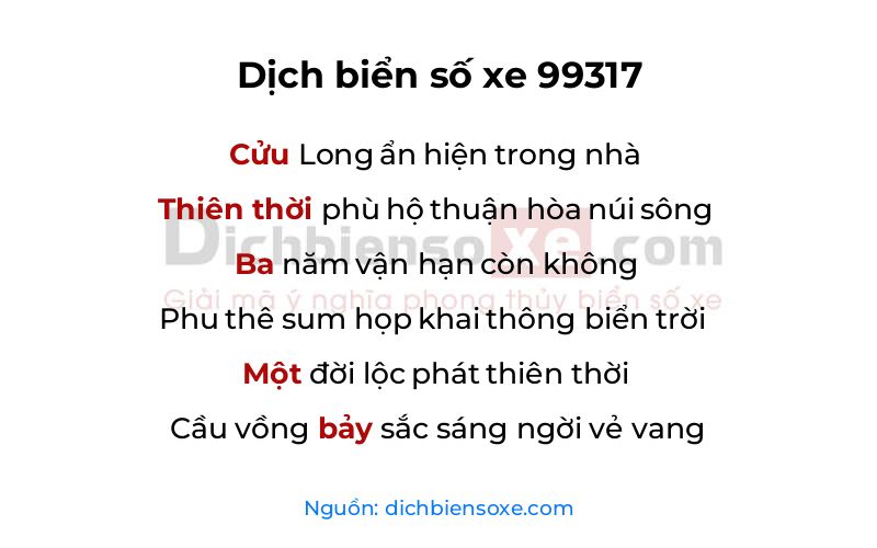 Dịch thơ biển số 99317