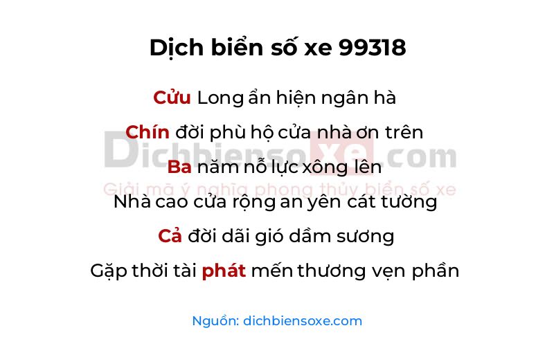 Dịch thơ biển số 99318