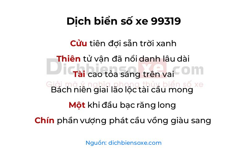 Dịch thơ biển số 99319