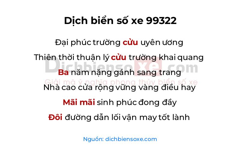 Dịch thơ biển số 99322