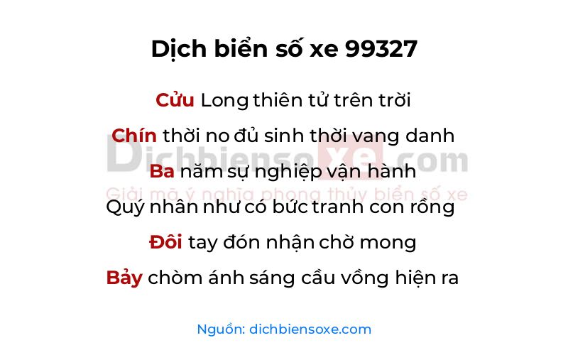 Dịch thơ biển số 99327