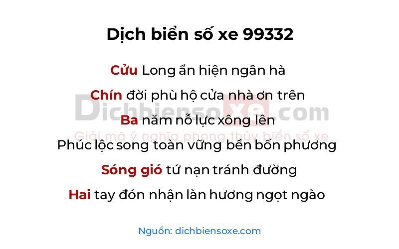 Dịch thơ biển số 99332