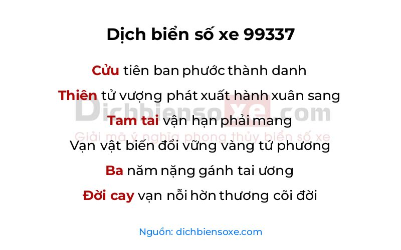 Dịch thơ biển số 99337