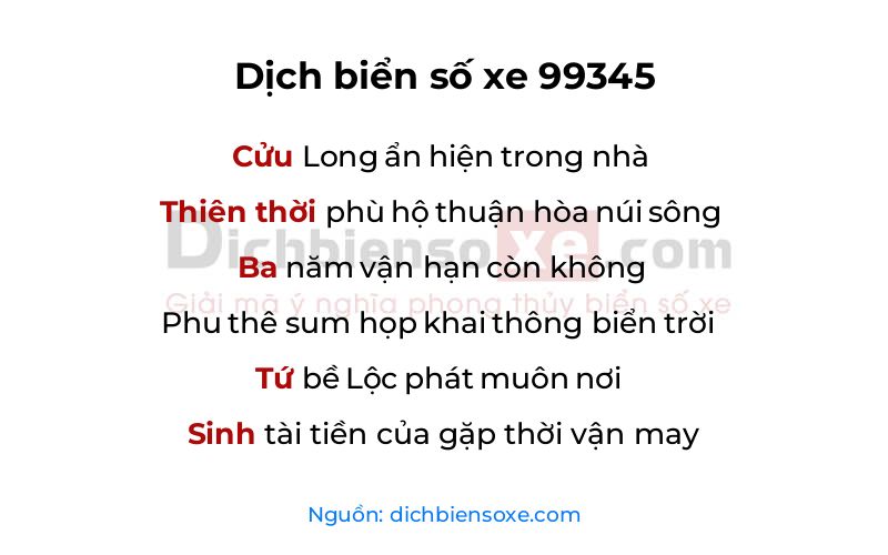 Dịch thơ biển số 99345