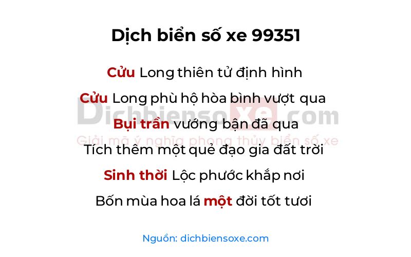 Dịch thơ biển số 99351