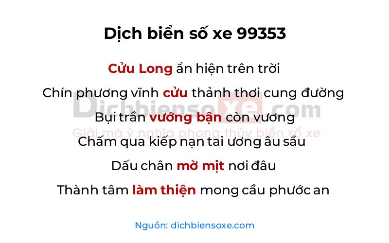 Dịch thơ biển số 99353