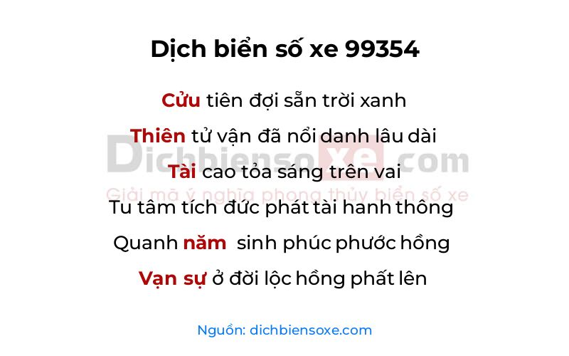 Dịch thơ biển số 99354