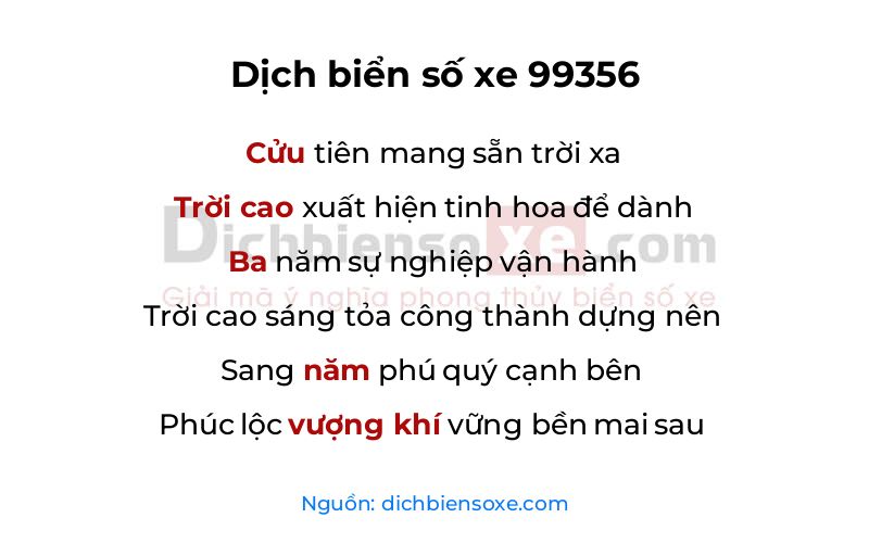 Dịch thơ biển số 99356
