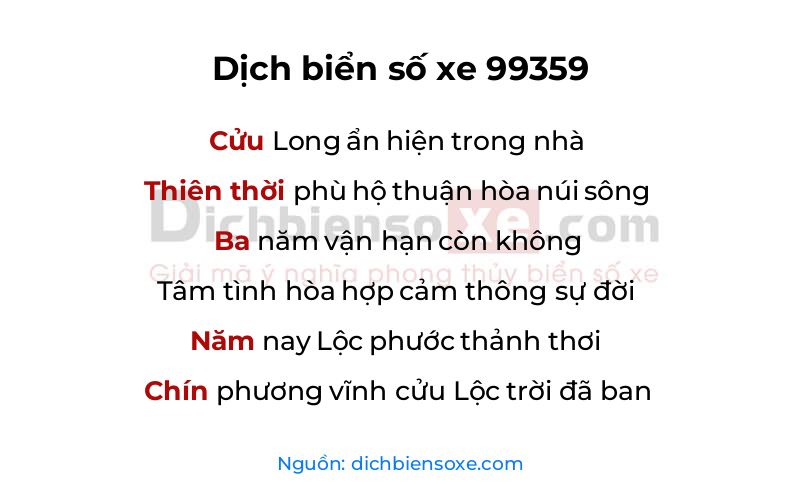 Dịch thơ biển số 99359