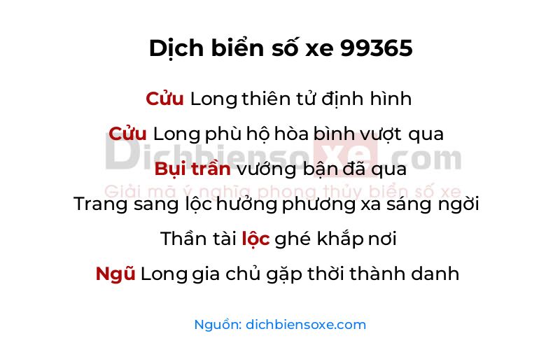 Dịch thơ biển số 99365