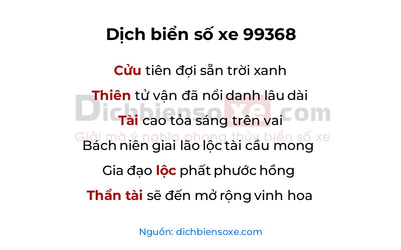 Dịch thơ biển số 99368