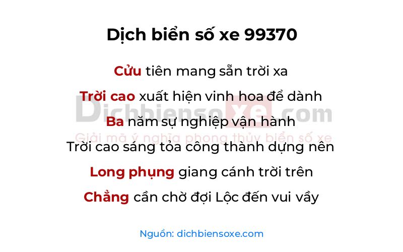 Dịch thơ biển số 99370