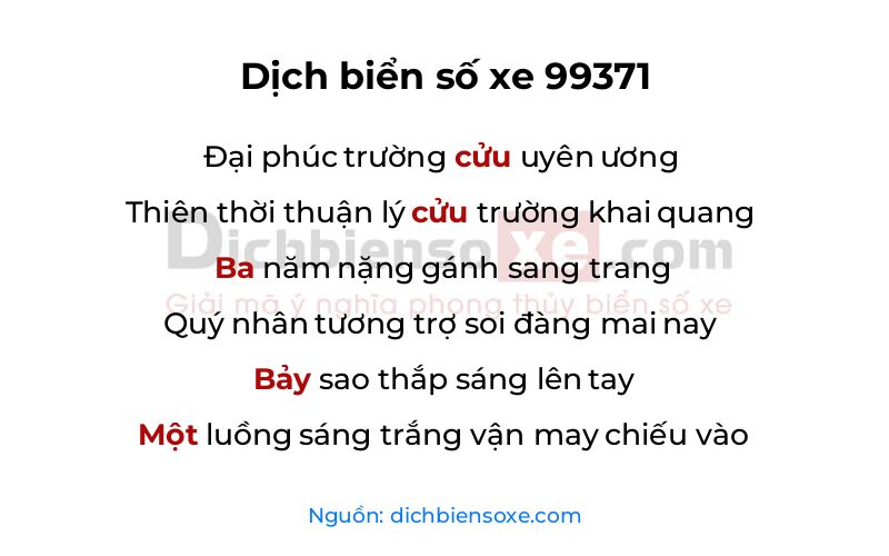 Dịch thơ biển số 99371