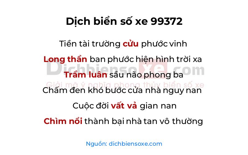 Dịch thơ biển số 99372