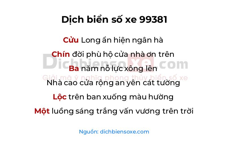 Dịch thơ biển số 99381