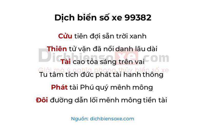 Dịch thơ biển số 99382