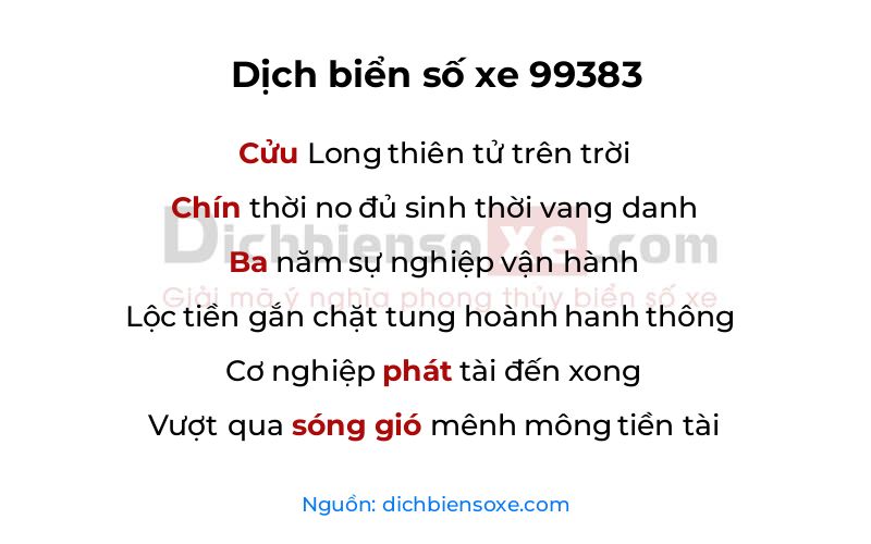 Dịch thơ biển số 99383