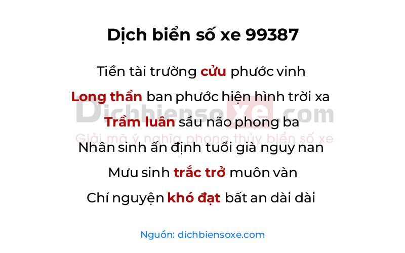 Dịch thơ biển số 99387