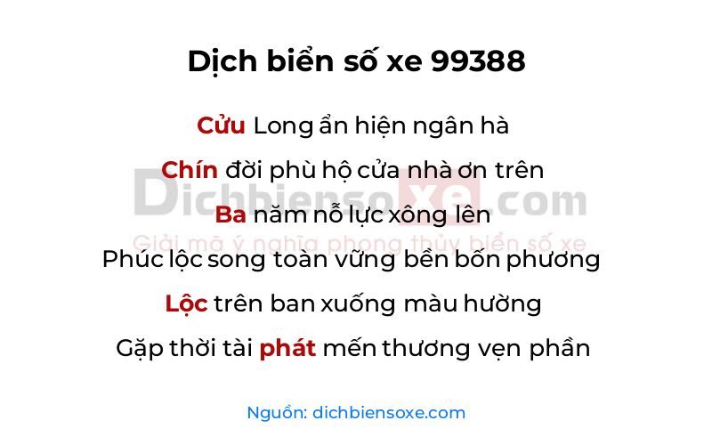 Dịch thơ biển số 99388