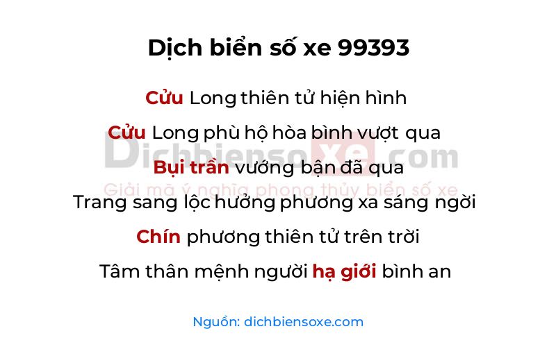 Dịch thơ biển số 99393