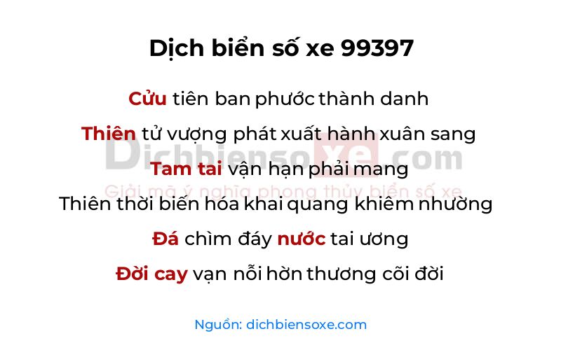 Dịch thơ biển số 99397