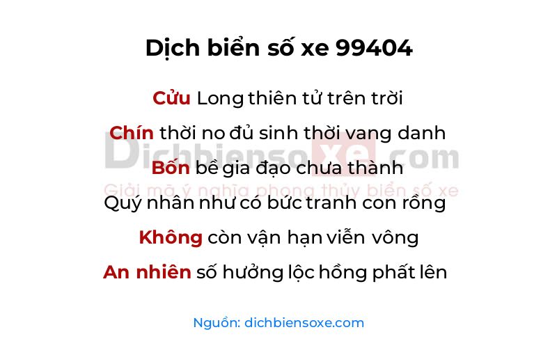Dịch thơ biển số 99404