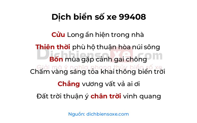 Dịch thơ biển số 99408