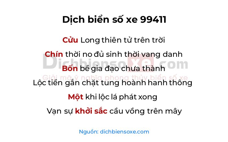 Dịch thơ biển số 99411
