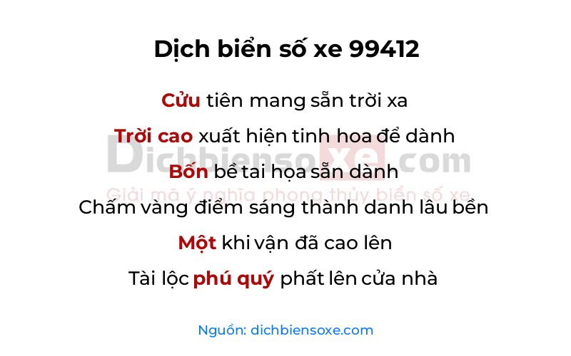 Dịch thơ biển số 99412