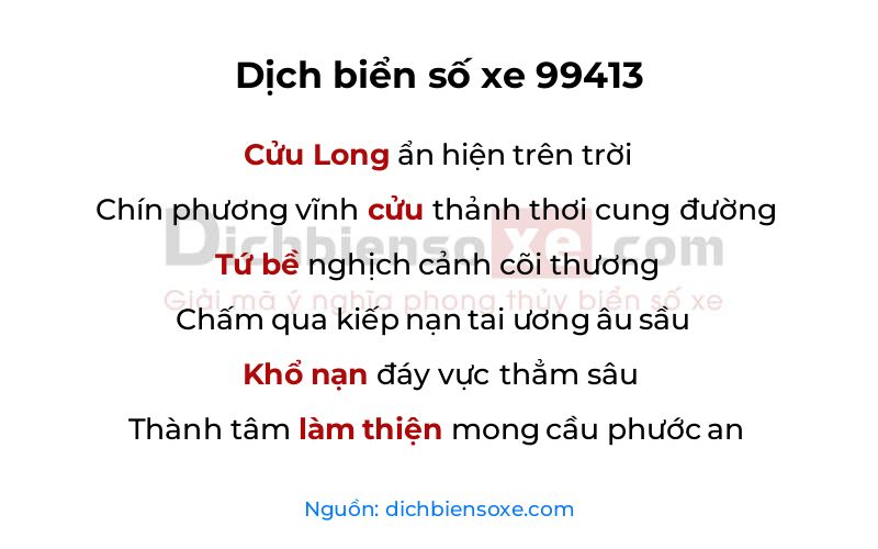 Dịch thơ biển số 99413