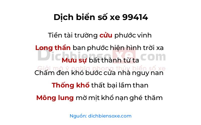 Dịch thơ biển số 99414